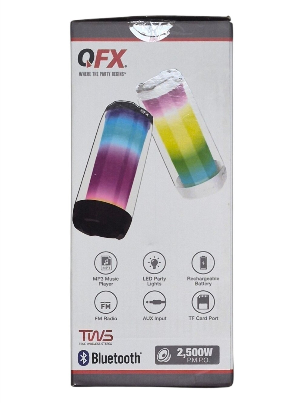 QFX LED Bluetooth Party Speaker - Rainbow Gradient